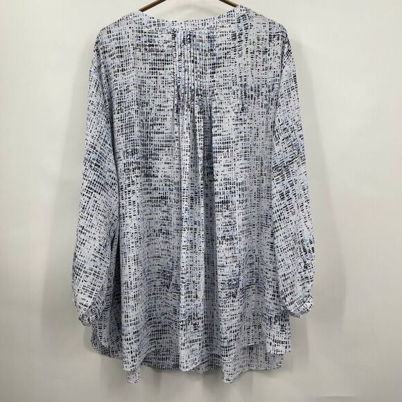 NYDJ Multicolor Split Neck Button Up 3/4 Sleeve Pintuck Blouse Size 3X NWT - Picture 7 of 10